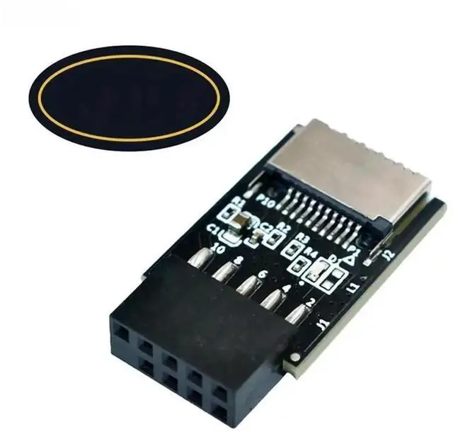 Main image of WRIARICH USB 2.0 9Pin Front Panel Header to Type-E Internal Motherboard Adapter, USB Header Converter Riser with 5V Power Indicator LED for Desktop PC DIY Upgrade