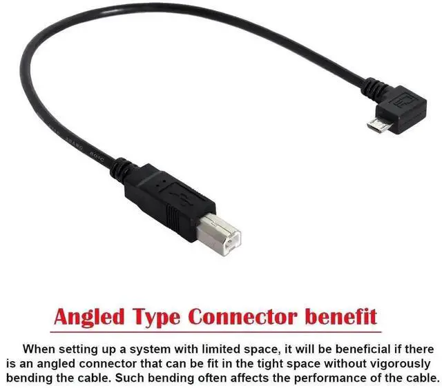 Alt view image 5 of 6 - WRIARICH 30cm Right Angle 90° Micro USB OTG to USB Type-B Cable for Printers, Scanners & Storage Drives