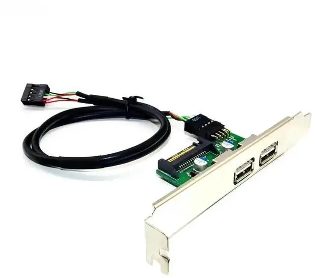 Main image of WRIARICH 30cm Motherboard 9Pin Header to Dual USB 2.0 PCI Slot Bracket, Internal 9Pin USB2.0 Extension Cable PC Front Rear Panel USB Port Expansion Riser Adapter
