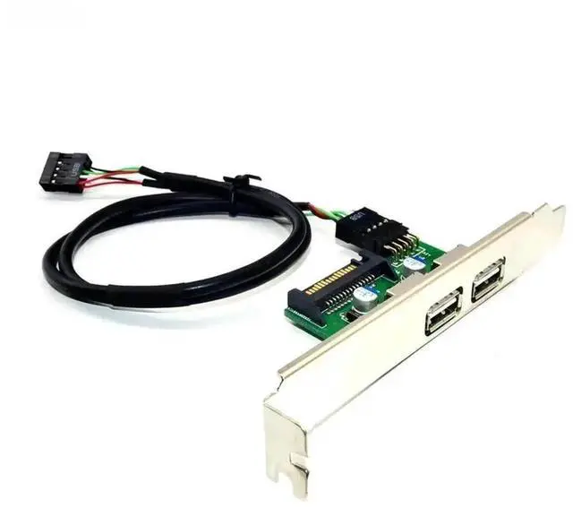 Alt view image 3 of 3 - WRIARICH 30cm Motherboard 9Pin Header to Dual USB 2.0 PCI Slot Bracket, Internal 9Pin USB2.0 Extension Cable PC Front Rear Panel USB Port Expansion Riser Adapter