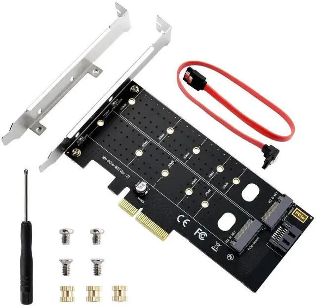 Main image of WRIARICH Dual M.2 to PCIe X4 Expansion Card, 32Gbps NVMe & NGFF SSD Adapter, Supports B/M/B&M Key, 2230/2242/2260/2280/22110