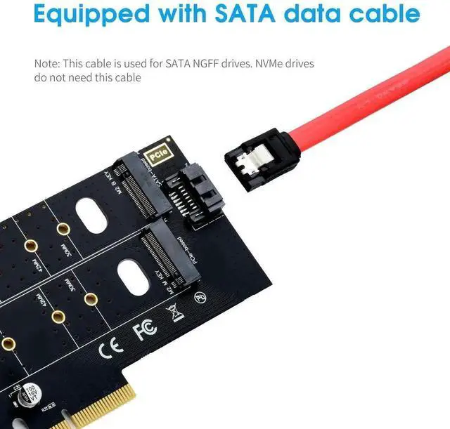 Alt view image 5 of 7 - WRIARICH Dual M.2 to PCIe X4 Expansion Card, 32Gbps NVMe & NGFF SSD Adapter, Supports B/M/B&M Key, 2230/2242/2260/2280/22110