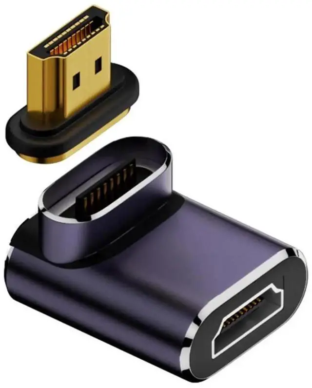 Main image of WRIARICH 90° Down Angled Magnetic HDMI 2.1 Gender Changer Male to Female Adapter, Gold-Plated Contacts, 48Gbps Bandwidth Supports 8K@60Hz & 4K@120Hz