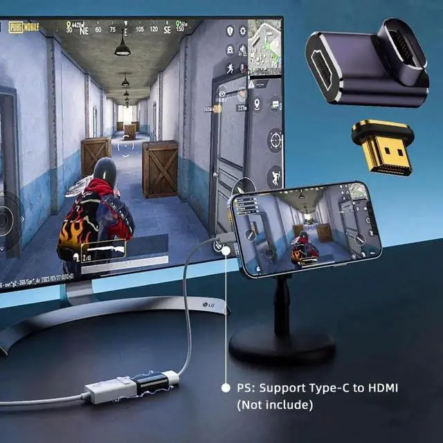 Alt view image 6 of 7 - WRIARICH 90° Down Angled Magnetic HDMI 2.1 Gender Changer Male to Female Adapter, Gold-Plated Contacts, 48Gbps Bandwidth Supports 8K@60Hz & 4K@120Hz