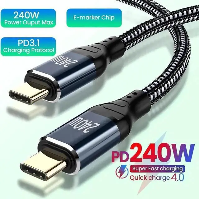 Main image of WRIARICH 3.3FT/1M USB-C to USB-C Cable | Max 240W PD Fast Charging Cord with Built-In E-Marker Chip for MacBook, iPad & USB-C Laptops & Smartphones