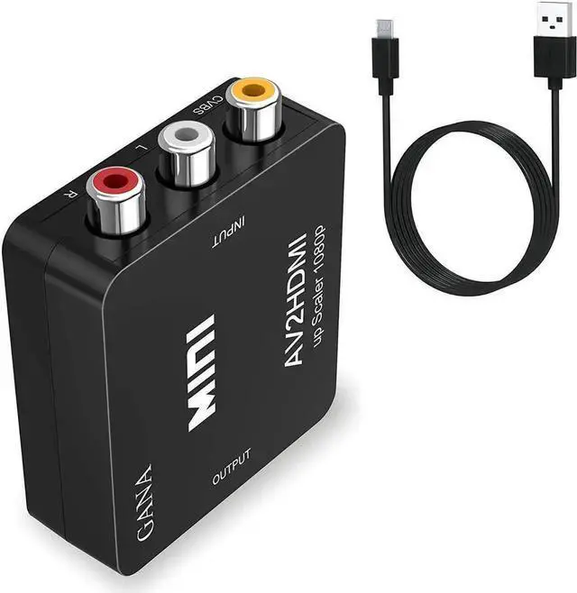 Alt view image 4 of 7 - WRIARICH Black Mini 1080P 3RCA CVBS AV to HDMI Converter Adapter, Analog to Digital Audio Video Converter Supports PAL/NTSC with USB Power Cable, Compatible Laptop PC Xbox PS3 PS4 STB VHS VCR DVD