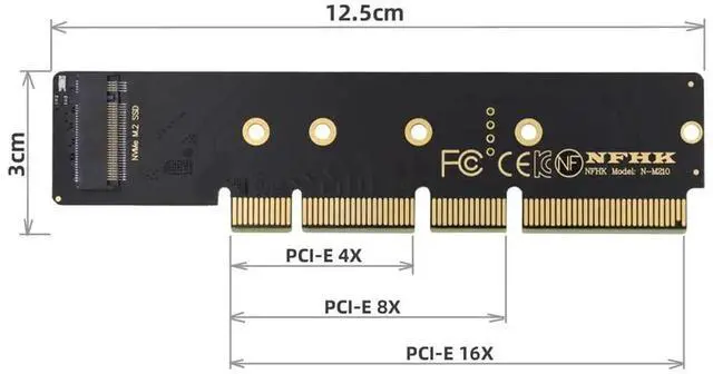 Alt view image 6 of 7 - WRIARICH Low Profile 3cm M.2 M-Key NVMe AHCI SSD to PCIe 3.0 X4/X8/X16 Adapter Card, Short Bracket for 80mm/110mm SSD & 1U Rack Servers