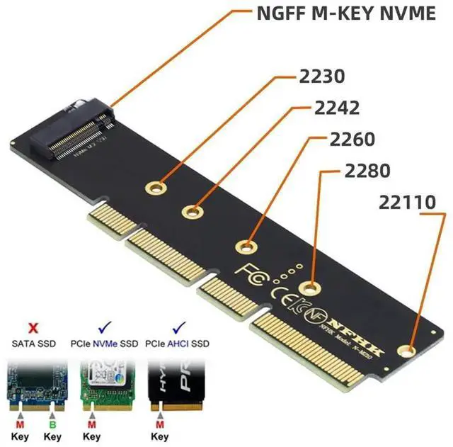 Alt view image 7 of 7 - WRIARICH Low Profile 3cm M.2 M-Key NVMe AHCI SSD to PCIe 3.0 X4/X8/X16 Adapter Card, Short Bracket for 80mm/110mm SSD & 1U Rack Servers