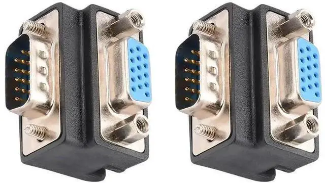 Main image of WRIARICH 2 Pack 90 Degree DB15 VGA Adapter, Nickel-Plated D-Sub 15Pin Right Angle Male to Female VGA Coupler Converter Connector