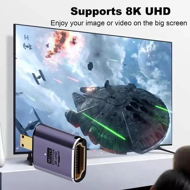 Alt view image 4 of 5 - WRIARICH 2 Pack Micro HDMI Male to HDMI Female Adapter, Supports 8K, Micro HDMI Extender Connector for Sony A6000, Raspberry Pi 4, GoPro Hero 7 & Sports Cameras