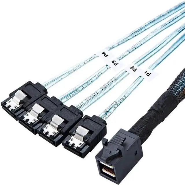 Alt view image 5 of 7 - WRIARICH 1.64ft SFF-8643 Mini SAS HD to 4 SATA Breakout Cable for Storage Controller & Hard Drives