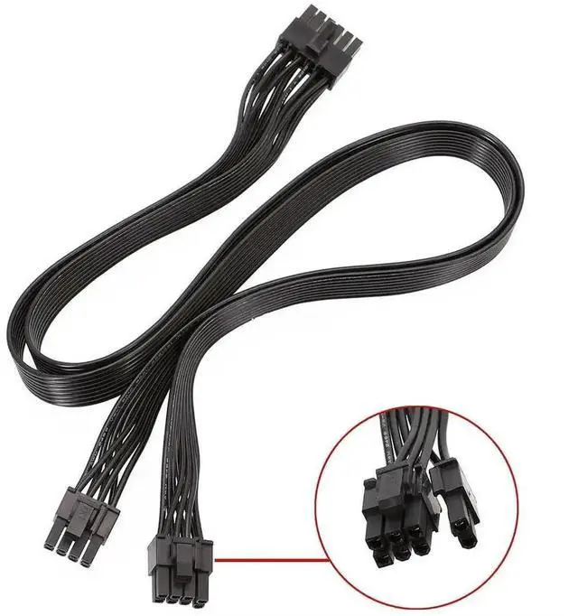 Alt view image 4 of 4 - WRIARICH 60cm Modular PSU 12Pin to Dual PCIe 8Pin (6+2 Detachable) GPU Power Cable Compatible with Seasonic P-860, P-1000, X-1050 Power Supplies