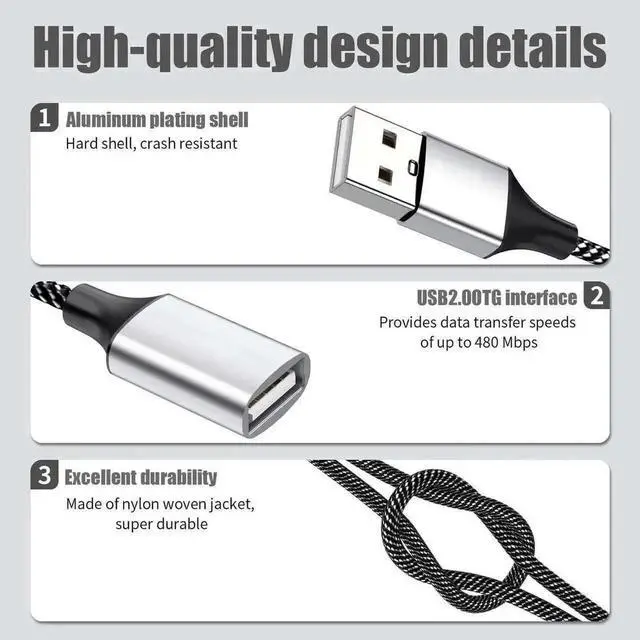 Alt view image 3 of 7 - WRIARICH 0.8FT USB Splitter Cable, 1 Male to 4 Female USB Hub Adapter for Laptop, Mac, Car, Xbox, Flash Drive & HDD