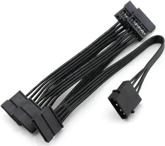 Alt view image 2 of 2 - WRIARICH 1PCS 18AWG Molex IDE 4Pin to 5-Port SATA 15Pin Power Splitter Cable, Black IDE Big 4Pin to Multi SATA Hard Drive Power Adapter for PC & Server