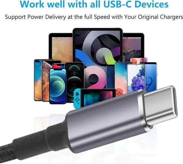 Alt view image 5 of 7 - WRIARICH AJMRTC 140W PD Slim Tip Square Female to USB C Male Charging Cable, Type-C Power Delivery Converter Cord with Auto PD Recognition Chip, for USB-C Laptops, Tablets & Smartphones