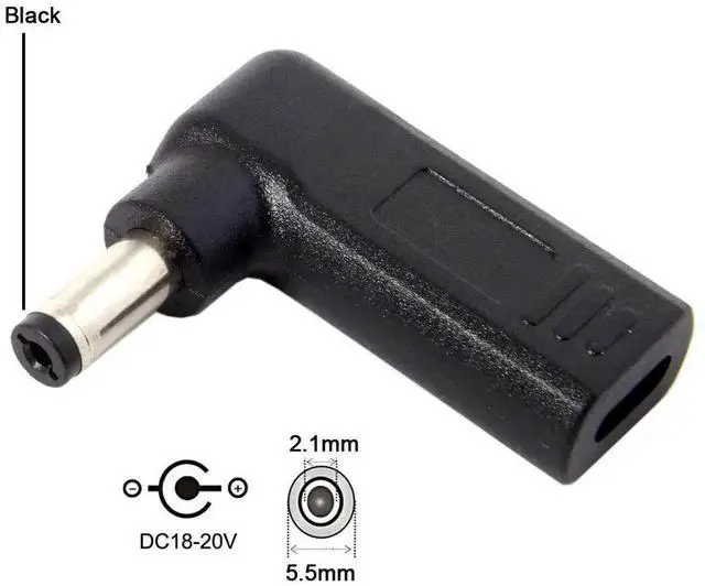 Alt view image 6 of 6 - WRIARICH 90 Degree Angled USB 3.1 Type-C Female to DC 5.5mm×2.1mm PD Emulator Trigger Adapter, Fixed 20V Output 100W PD Laptop Power Converter for Notebooks, Routers & 5521 DC Port Devices