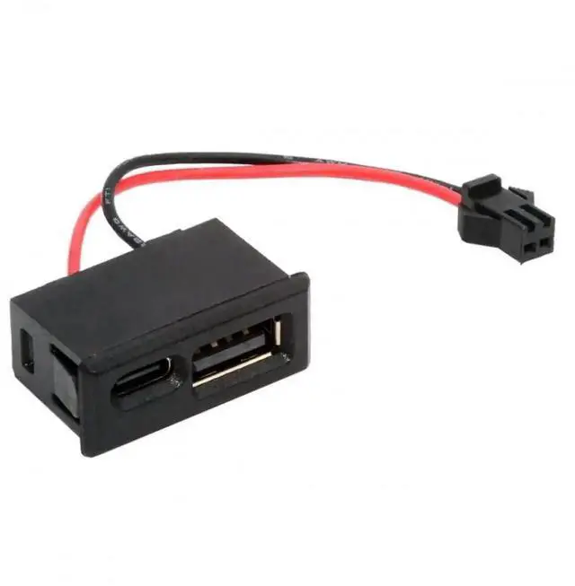 Main image of WRIARICH OEM DIY Horizontal Type-A + Type-C Dual Female Socket to 2.54mm Pitch 2Pin Header Cable, Latch Mount DC 5V Power Connector Wire for Custom Circuit Projects