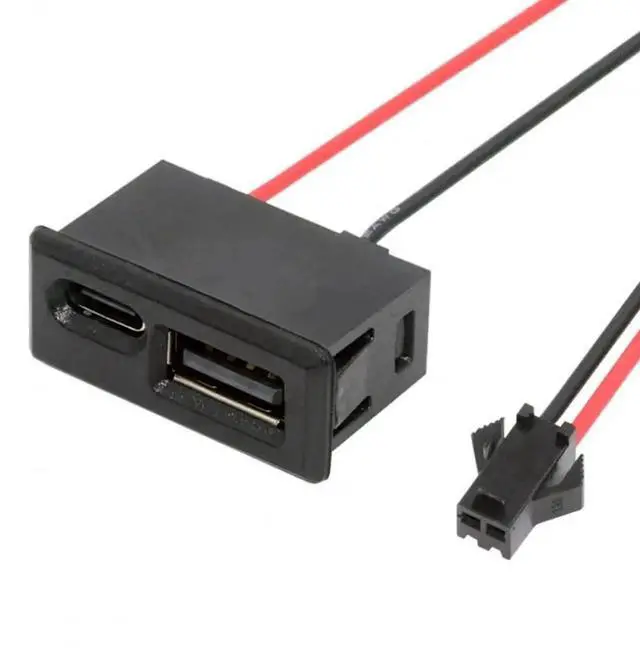 Alt view image 5 of 7 - WRIARICH OEM DIY Horizontal Type-A + Type-C Dual Female Socket to 2.54mm Pitch 2Pin Header Cable, Latch Mount DC 5V Power Connector Wire for Custom Circuit Projects