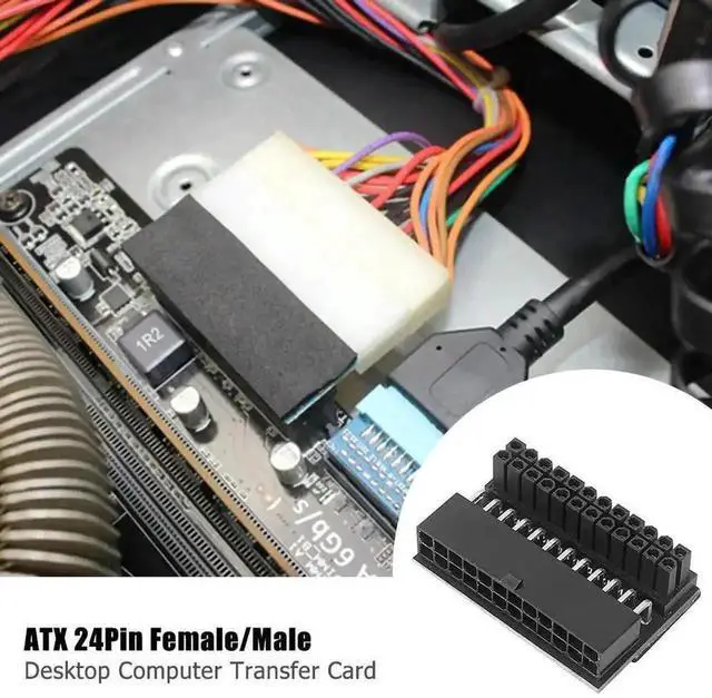 Alt view image 2 of 4 - WRIARICH 90 Degree Angled ATX 24Pin Female to Male Motherboard Power Adapter, Heavy-Duty Rugged Design for Desktop Mainboard