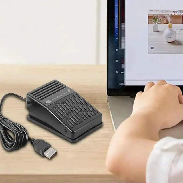 Alt view image 4 of 4 - WRIARICH USB Foot Pedal Switch, HID Programmable Single Footswitch with 2M Cable for PC Game Control, Keyboard Mouse Multimedia String Input, Hands-Free USB Control Pedal for Computer