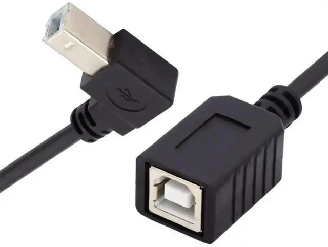 Main image of WRIARICH 20cm 90° Down Angled USB 2.0 Type B Male to Female Extension Cable for Printer, Scanner & Hard Drive