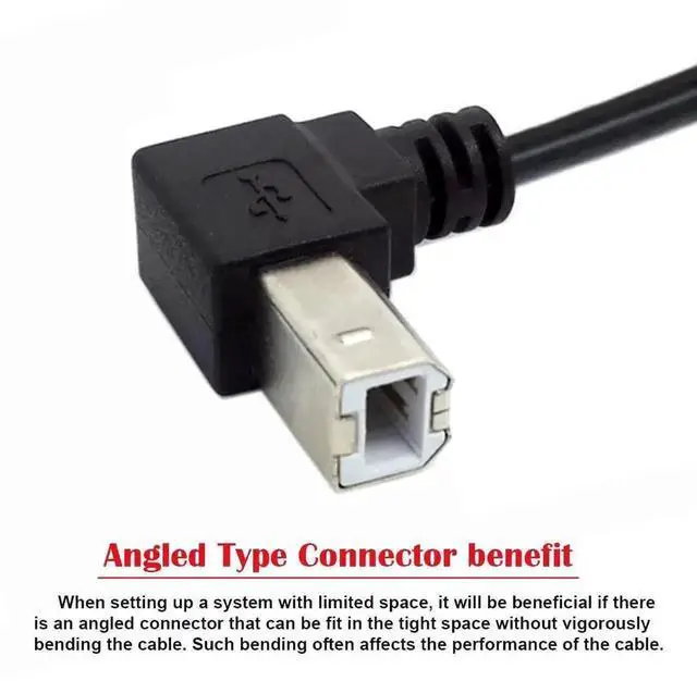 Alt view image 6 of 7 - WRIARICH 20cm 90° Down Angled USB 2.0 Type B Male to Female Extension Cable for Printer, Scanner & Hard Drive