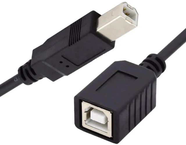 Main image of WRIARICH 20cm USB 2.0 Type B Male to Female Extension Cable, Short Cord for Printer, Scanner & Storage Drive