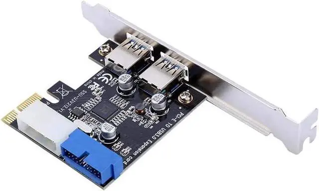 Alt view image 3 of 6 - WRIARICH 4 Port PCI-E USB 3.0 Expansion Card, 2 External USB-A + 20Pin Internal Header PCIe Hub Controller Adapter with Molex Power Supply