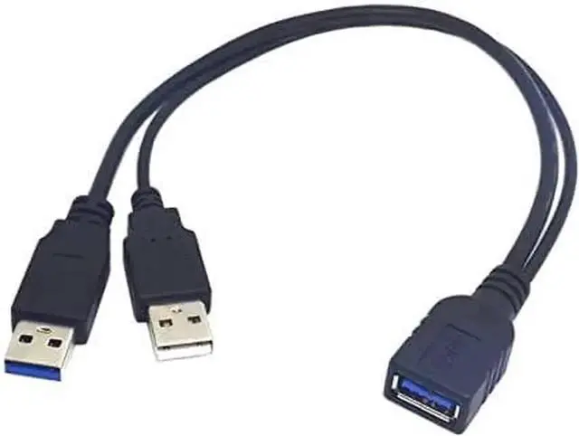 Alt view image 3 of 5 - WRIARICH Black USB 3.0 Female to Dual Male Y-Cable, Extra Power & Data Extension Cord for 2.5" Portable Hard Drive