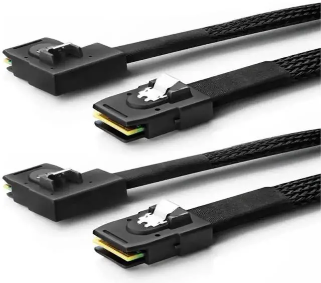Alt view image 2 of 5 - WRIARICH 0.5m Ultra Thin 30AWG SFF-8087 Straight to Right Angled Mini SAS Internal Cable, 12Gbps Black Flat Connector Shielded RAID Data Wire for Compact Server, NAS & Storage Backplane