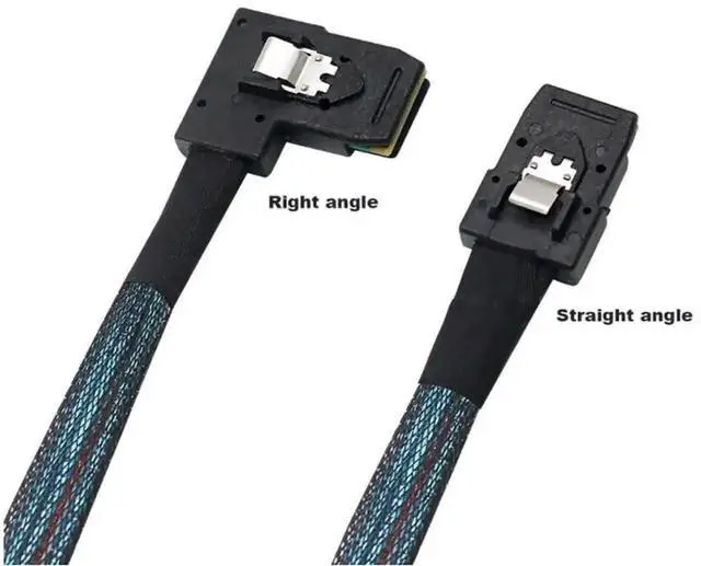Alt view image 3 of 5 - WRIARICH 0.5m Ultra Thin 30AWG SFF-8087 Straight to Right Angled Mini SAS Internal Cable, 12Gbps Black Flat Connector Shielded RAID Data Wire for Compact Server, NAS & Storage Backplane