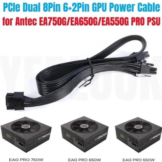 Main image of WRIARICH PCIe Dual 8-Pin (6+2 Detachable) GPU Modular Power Cable Compatible with Antec EAG 550W / 650W / 750W PRO Earthwatts 80+ Gold Semi-Modular PSU