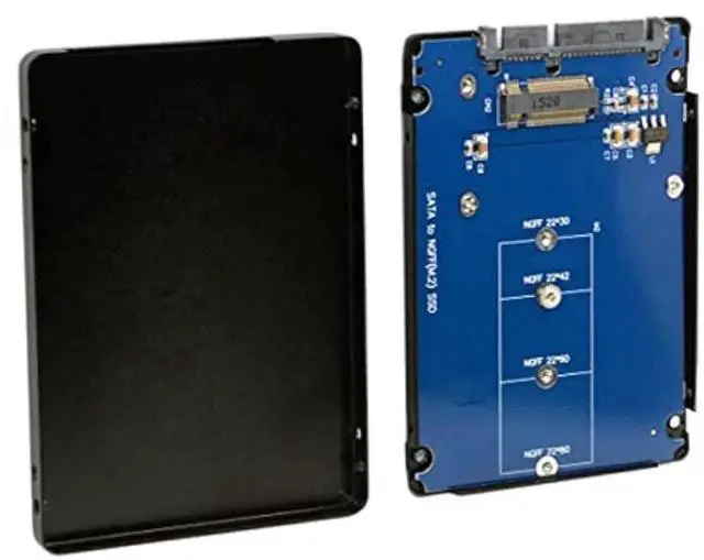Main image of WRIARICH Dual B+M Key M.2 NGFF SATA SSD to 2.5" SATA Adapter Card with Black Metal Enclosure