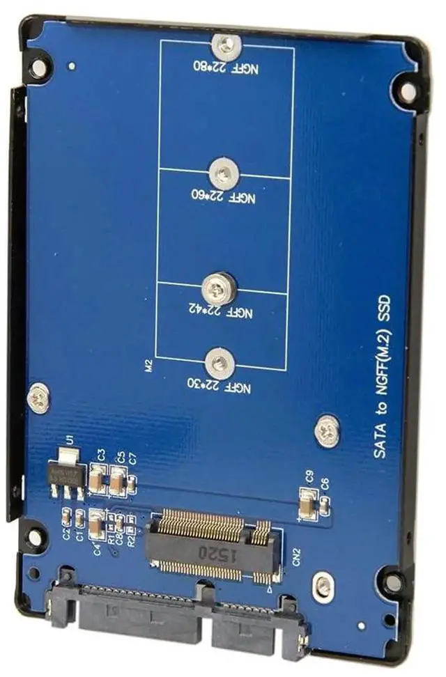 Alt view image 2 of 7 - WRIARICH Dual B+M Key M.2 NGFF SATA SSD to 2.5" SATA Adapter Card with Black Metal Enclosure