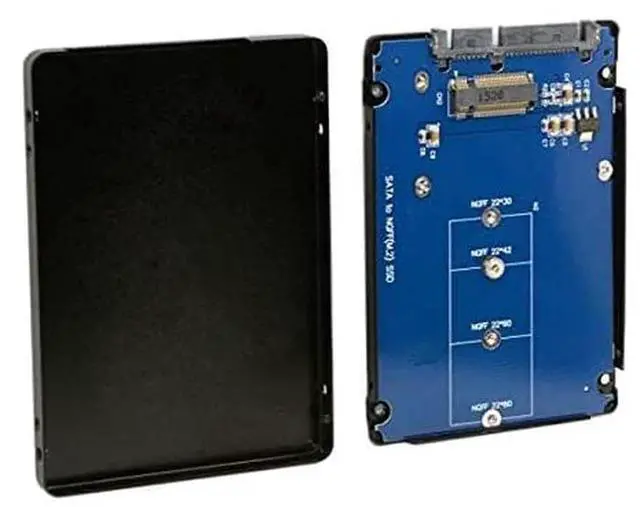 Alt view image 4 of 7 - WRIARICH Dual B+M Key M.2 NGFF SATA SSD to 2.5" SATA Adapter Card with Black Metal Enclosure