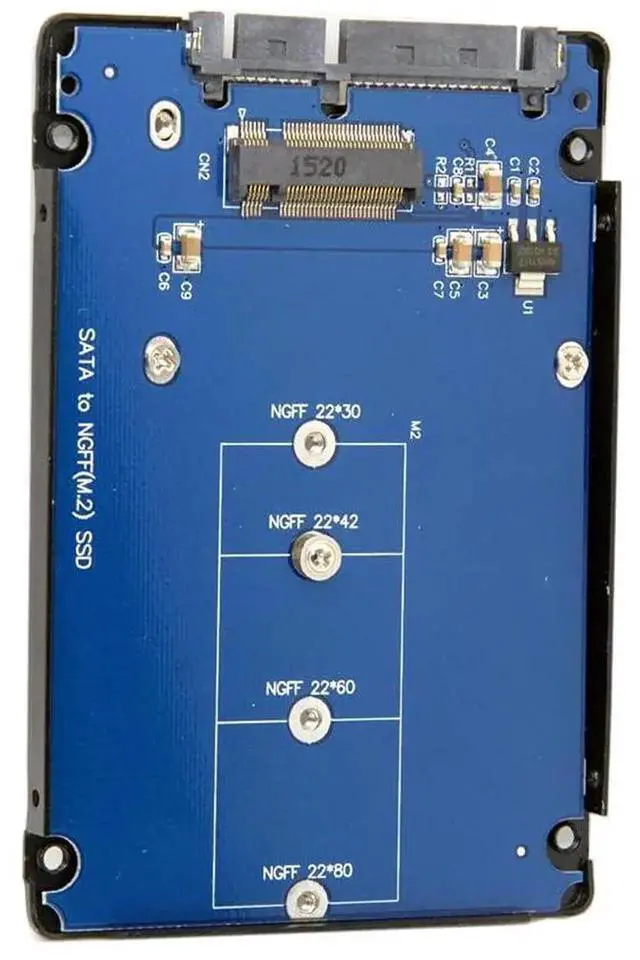 Alt view image 6 of 7 - WRIARICH Dual B+M Key M.2 NGFF SATA SSD to 2.5" SATA Adapter Card with Black Metal Enclosure