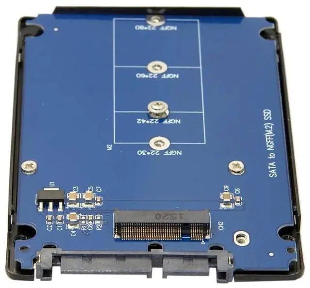 Alt view image 3 of 7 - WRIARICH Dual B+M Key M.2 NGFF SATA SSD to 2.5" SATA Adapter Card with Black Metal Enclosure