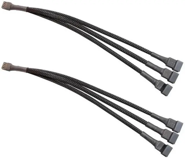 Main image of WRIARICH 4-Pin PWM 1 to 3 Way Fan Splitter Cable Braided Sleeve PC Cooling Fan Extension Y Splitter Connector