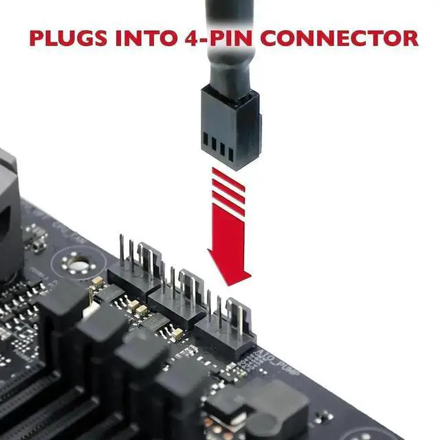 Alt view image 5 of 6 - WRIARICH 4-Pin PWM 1 to 3 Way Fan Splitter Cable Braided Sleeve PC Cooling Fan Extension Y Splitter Connector