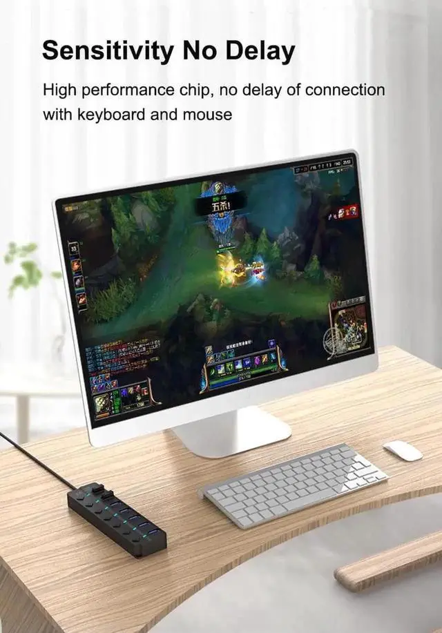 Alt view image 7 of 7 - WRIARICH 7-Port Powered USB 3.0 Hub, 5Gbps Super Speed Multi Port Splitter, Black Powered External USB Dock Compatible with PC, Mac, Laptops, Phones and Tablets