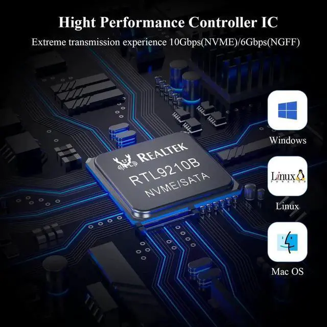 Alt view image 6 of 7 - WRIARICH USB 3.2 Gen2 M.2 SSD Adapter, RTL9210B Dual Protocol Converter, NVMe M-Key 10Gbps / SATA B+M-Key 5Gbps, UASP Supported, Fits 2230/2242/2260/2280 SSD