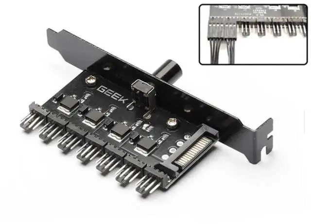 Alt view image 4 of 6 - WRIARICH 7-Way PC Fan Speed Controller Splitter Cable, SATA Powered 3Pin/4Pin PWM Fan Hub for Chassis Radiator Cooling Fans Temperature Regulation