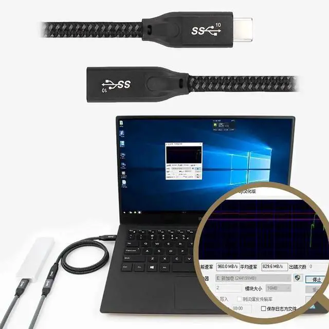 Alt view image 2 of 7 - WRIARICH 0.6M Nylon Braided USB C Extension Cable, USB 3.1 Gen2 10Gbps Type-C Male to Female Extender Cord, PD Fast Charging & High Speed Data Sync for Phones Laptops Docking Station