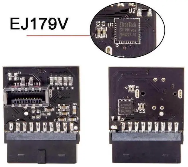 Alt view image 2 of 7 - WRIARICH USB 3.0 19/20Pin to Type-E Header Adapter, 90 Degree USB3.1 Type-C Front Panel Converter with EJ179V Chipset for Desktop Motherboard