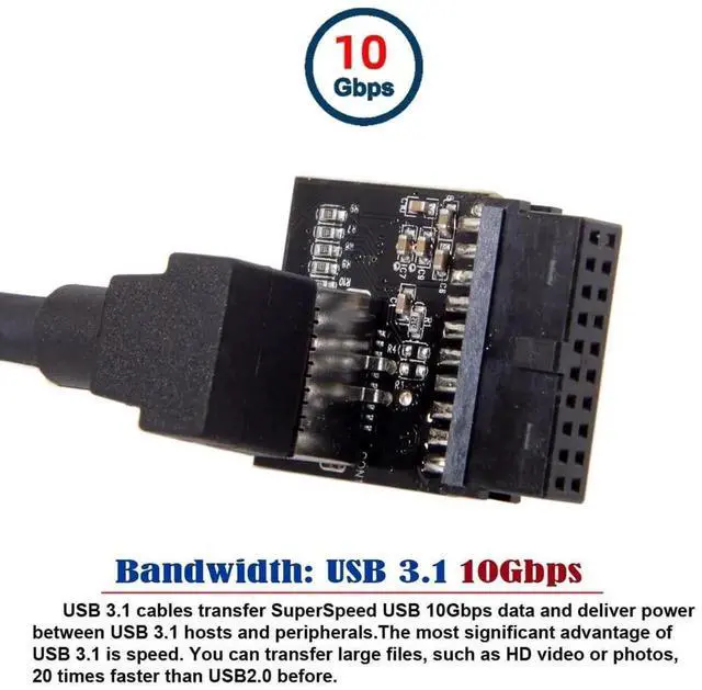 Alt view image 4 of 7 - WRIARICH USB 3.0 19/20Pin to Type-E Header Adapter, 90 Degree USB3.1 Type-C Front Panel Converter with EJ179V Chipset for Desktop Motherboard