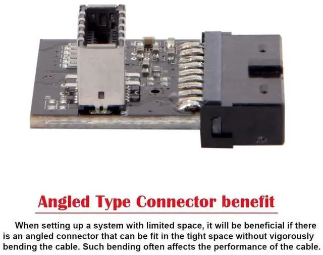 Alt view image 6 of 7 - WRIARICH USB 3.0 19/20Pin to Type-E Header Adapter, 90 Degree USB3.1 Type-C Front Panel Converter with EJ179V Chipset for Desktop Motherboard