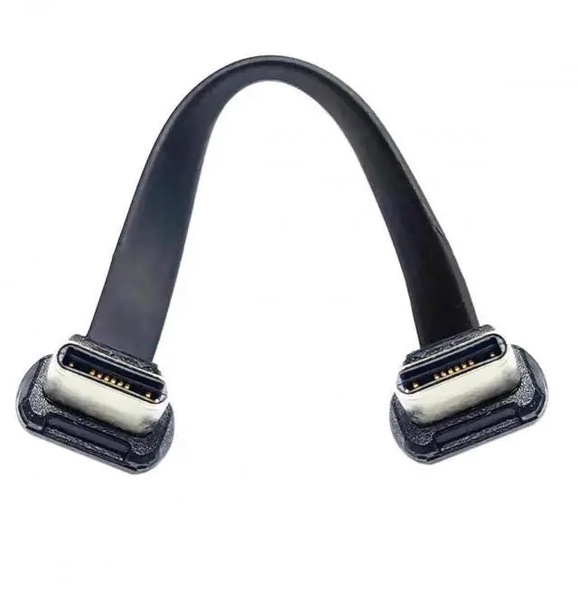 Main image of WRIARICH Black Angled Ultra Slim Flat USBC to USBC Cable | USB2.0 65W PD Fast Charging Cord for Laptops, Tablets & Smartphones