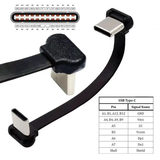 Alt view image 6 of 7 - WRIARICH Black Angled Ultra Slim Flat USBC to USBC Cable | USB2.0 65W PD Fast Charging Cord for Laptops, Tablets & Smartphones