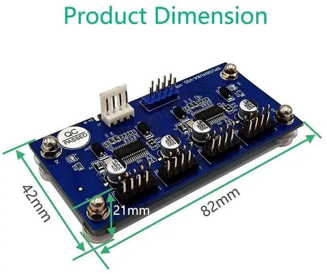 Alt view image 6 of 6 - WRIARICH 9Pin USB Header 1 to 4 USB 2.0 Male Extension Cable with SATA Power & Magnetic Base for Desktop Motherboard