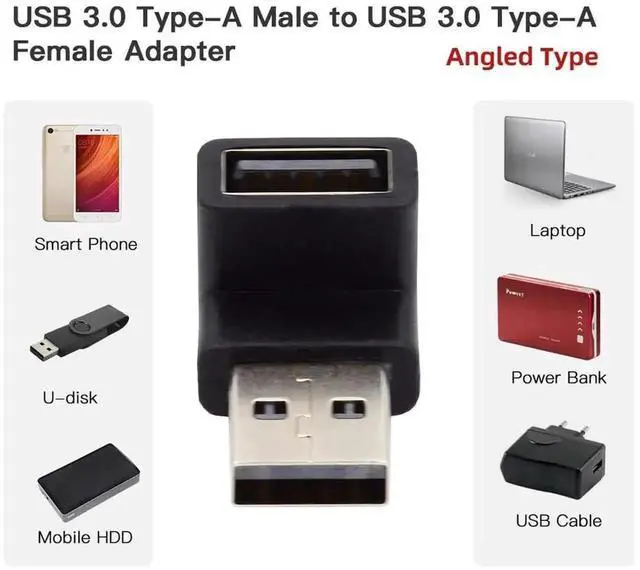 Alt view image 2 of 6 - WRIARICH Down 90 Degree USB 3.0 Male to Female Extension Adapter, 10Gbps High Speed USB Elbow Extender for Power, Data & Video Transmission